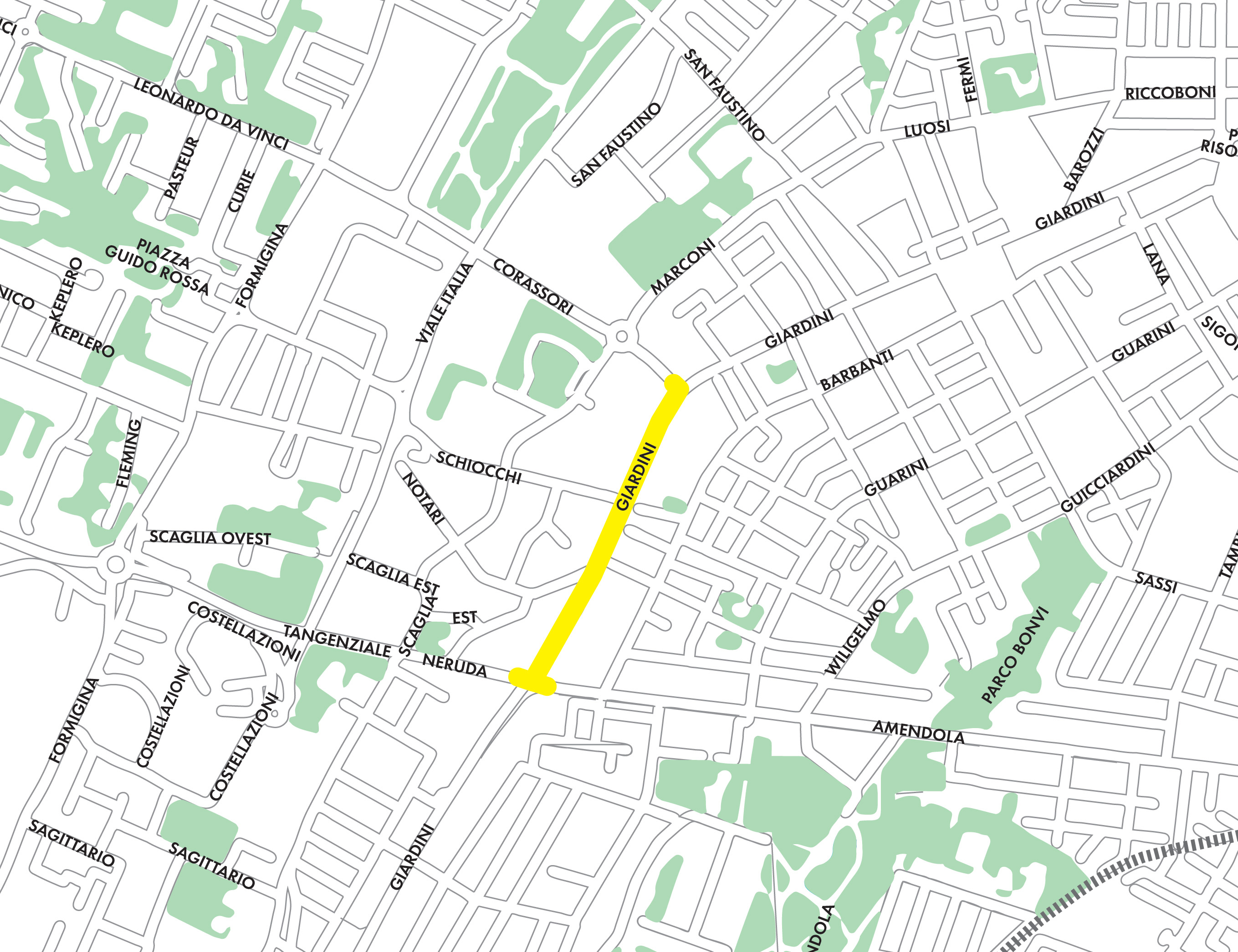 mappa del tratto di strada soggetto alle modifiche alla viabilità