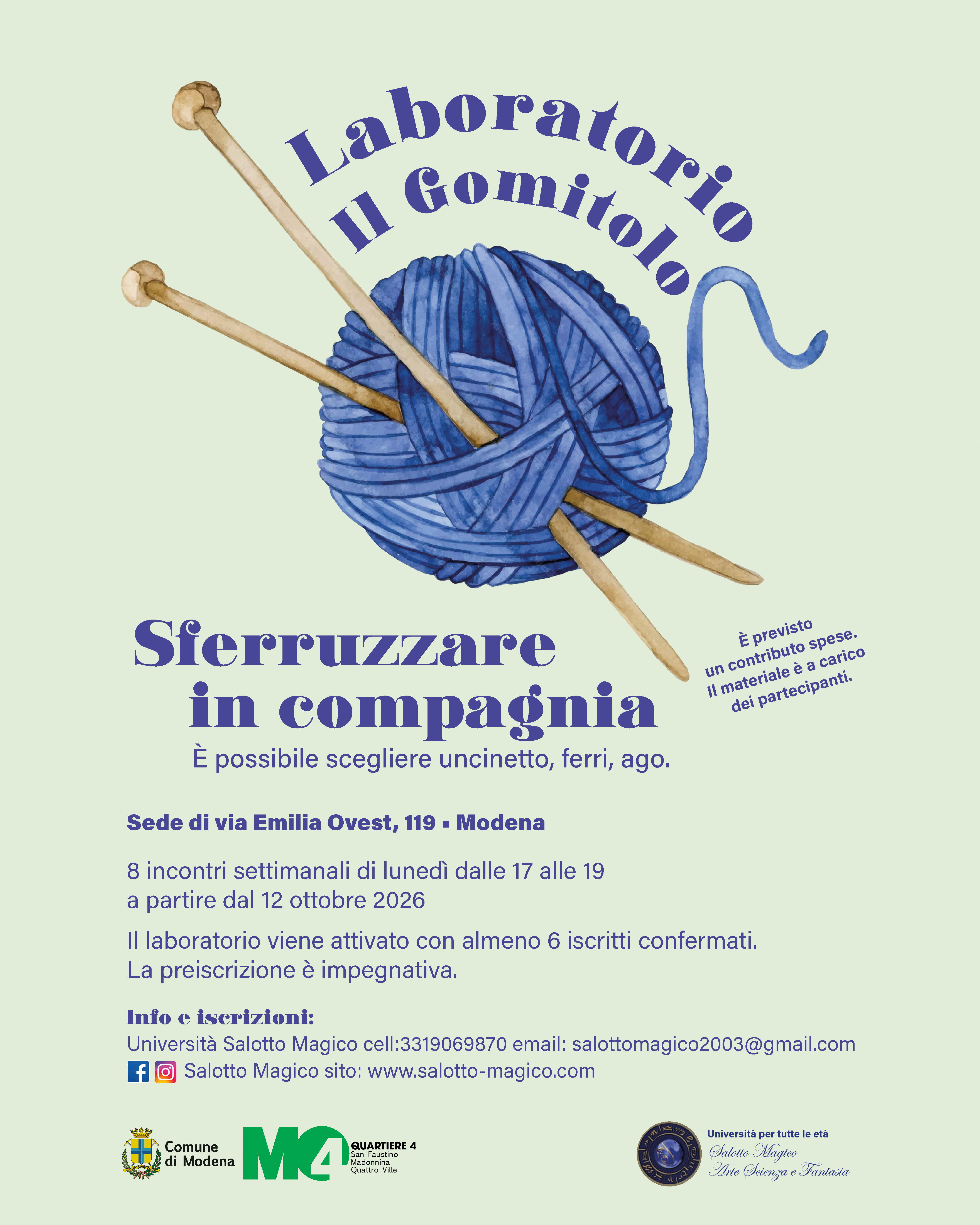 Immagine del volantino dell'iniziativa "Sferruzzare in compagnia"