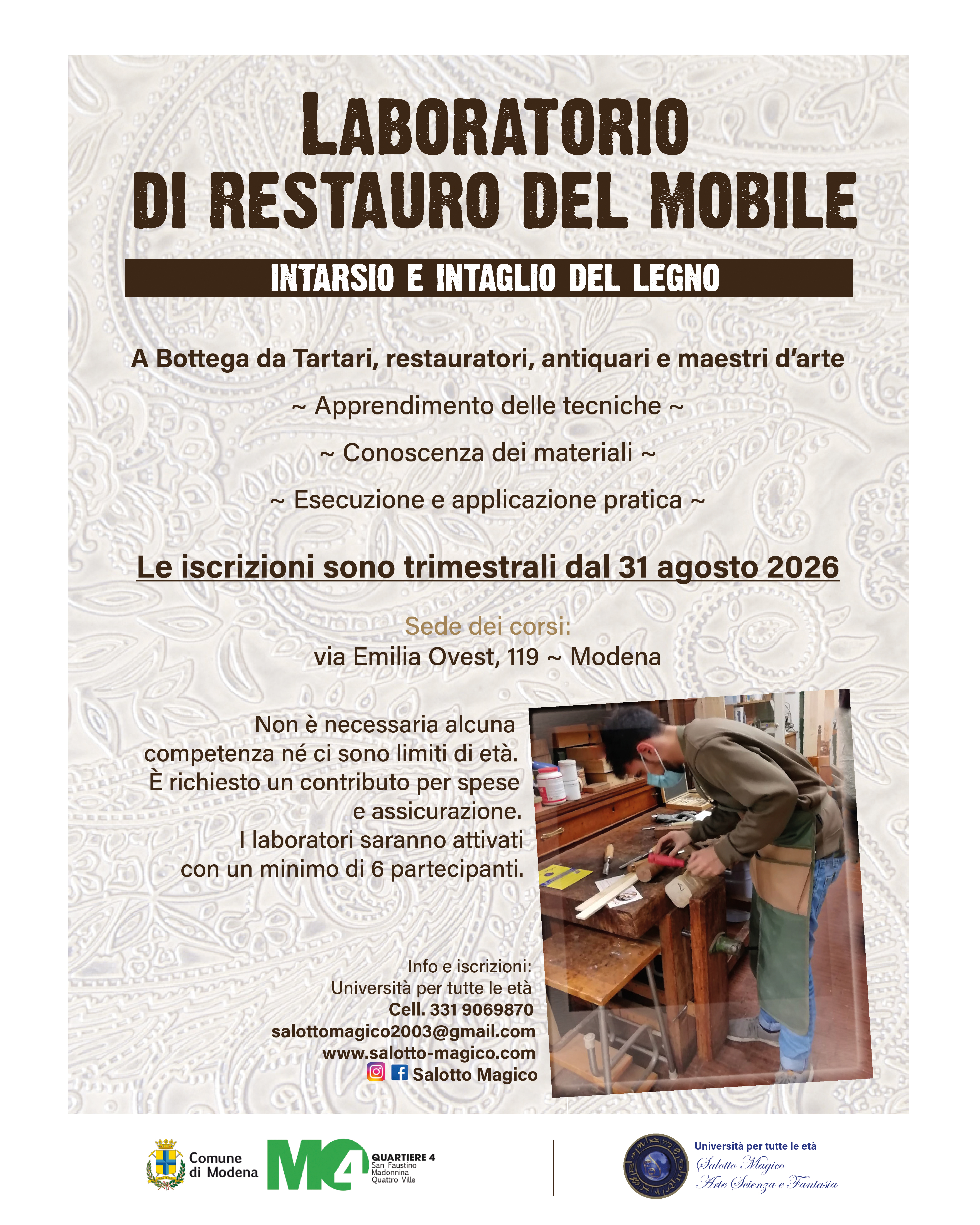 Immagine del volantino "Laboratorio di restauro del mobile"