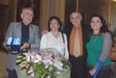 Il sindaco Pighi insieme ai donatori Burani e Giovetti, e al direttore del Policlinico Petropulacos