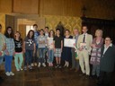 La delegazione dell'Unicef e i ragazzi del CCR con sindaco Pighi, assessore Querzè e presidente Carpentieri