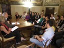 Delegazione di studenti americani ricevuti dal sindaco Pighi, dalla presidente del Consiglio Liotti e dal professor Pini 2