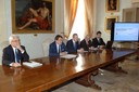 Da sinistra l'assessore Giacobazzi, il sindaco Muzzarelli, il consigliere delegato di Modena Parcheggi Breiteneder e il presidente Levi