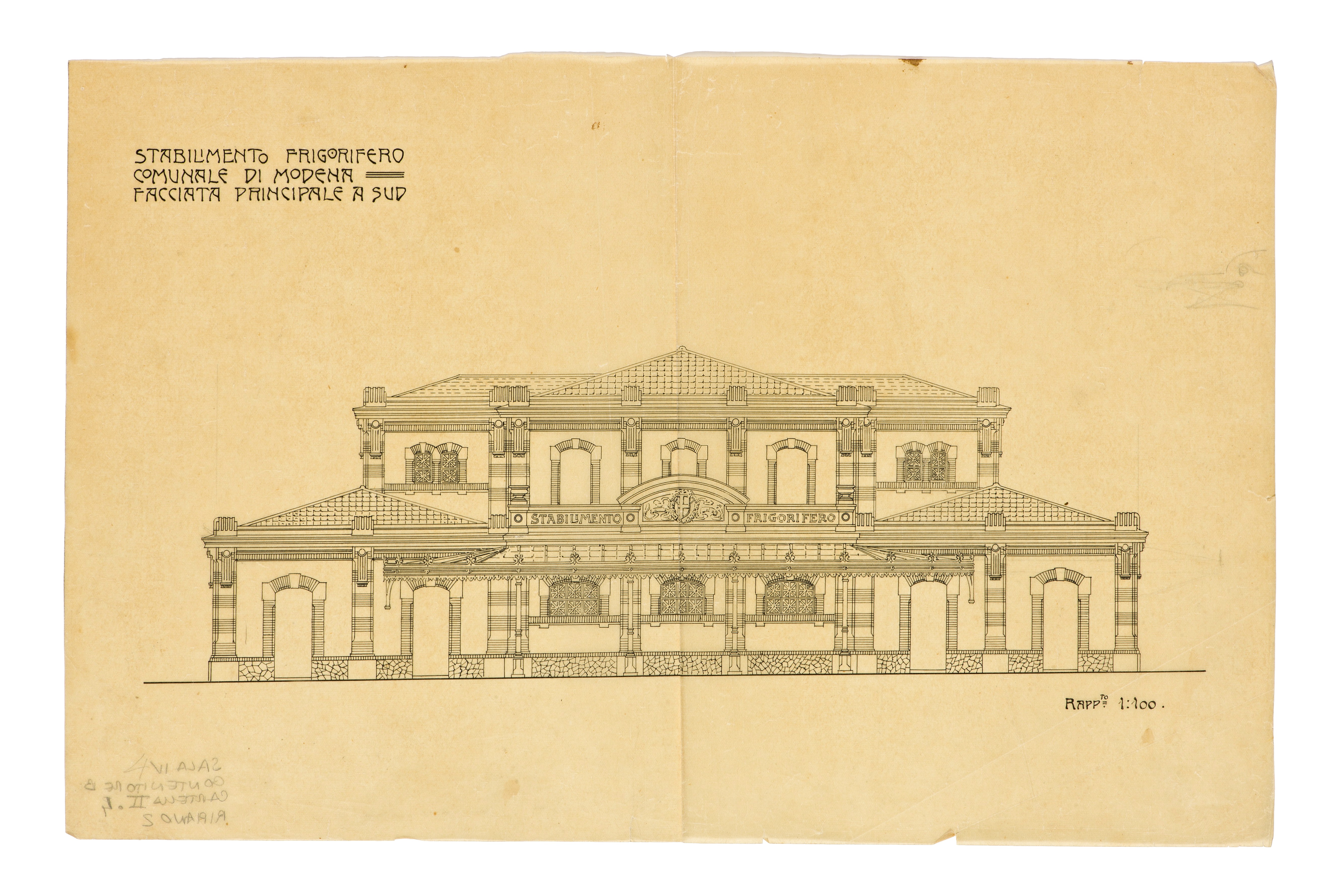Frigorifero Comunale,  Prospetto principale del progetto originale, 1906.jpg