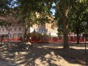 I lavori di ripavimentazione in corso in piazza Matteotti