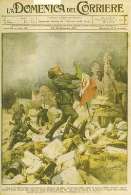L'immagine della Domenica del Corriere utilizzata per la copertina del volume "Martiri di carta"