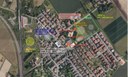 L'area di Villanova con l'indicazione delle scelte sulla collocazione della nuova scuola e del campo sportivo
