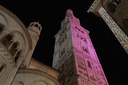 Ghirlandina in rosa accanto all'abside del Duomo