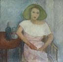 Oscar Sorgato Ritratto di donna con grande cappello, 1936-1937, olio su tela.jpg