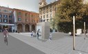 Immagine di progetto del nuovo Hub di piazza Mazzini, accesso dalla piazza