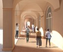 Rendering do progetto del portico di collegamento con il cortile del Palazzo dei Musei