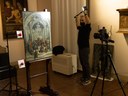 R. Bernadet durante la documentazione RTI dei dipinti di Girolamo Comi_Musei Civici di Modena