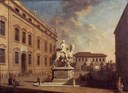 Soli, "Piazza Sant'Agostino con il monumento a Francesco III d'Este", olio su tela