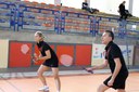 Un momento di gioco di badminton