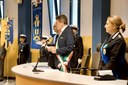 Un momento della cerimonia per il 163esimo anniversario della Polizia locale di Modena