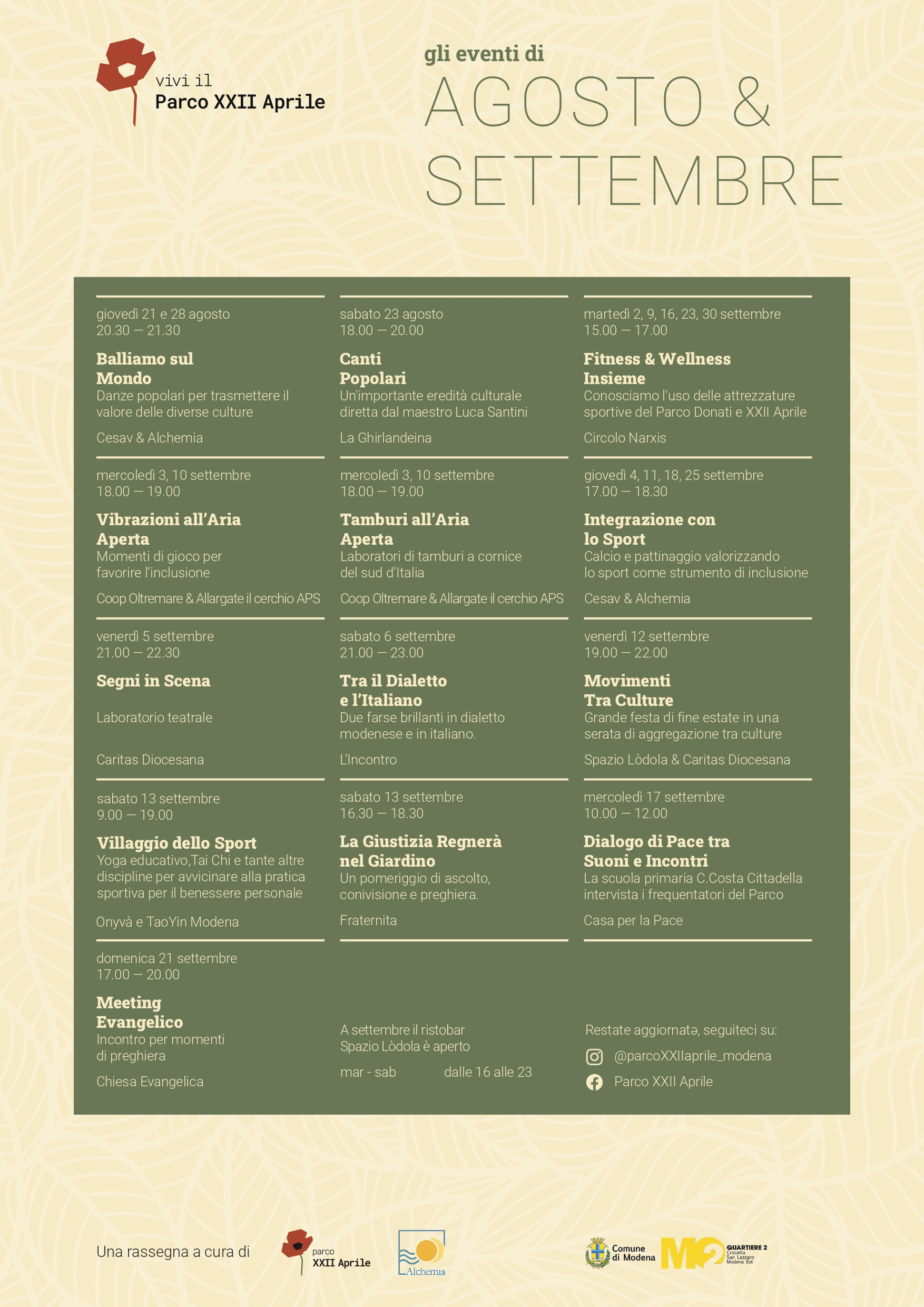 parco xxii aprile - agosto - settembre